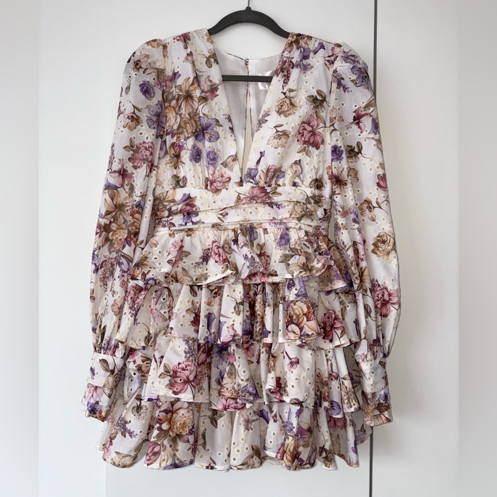 Line & Dot Floral Ruffle Mini Dress - Picture 5 of 11